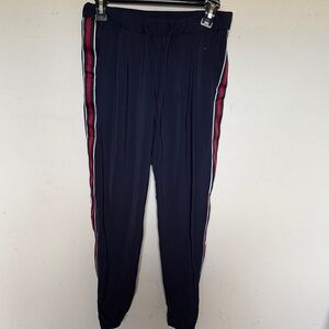 Women’s Navy Track joggers with Red and White Stripes